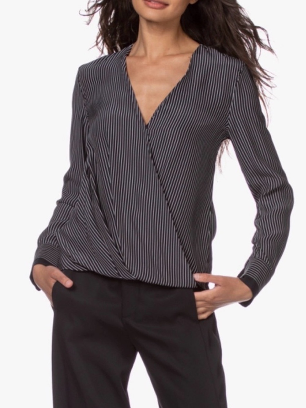 NWT💕RAG & BONE Victor Striped Silk Wrap Blouse | Sz S